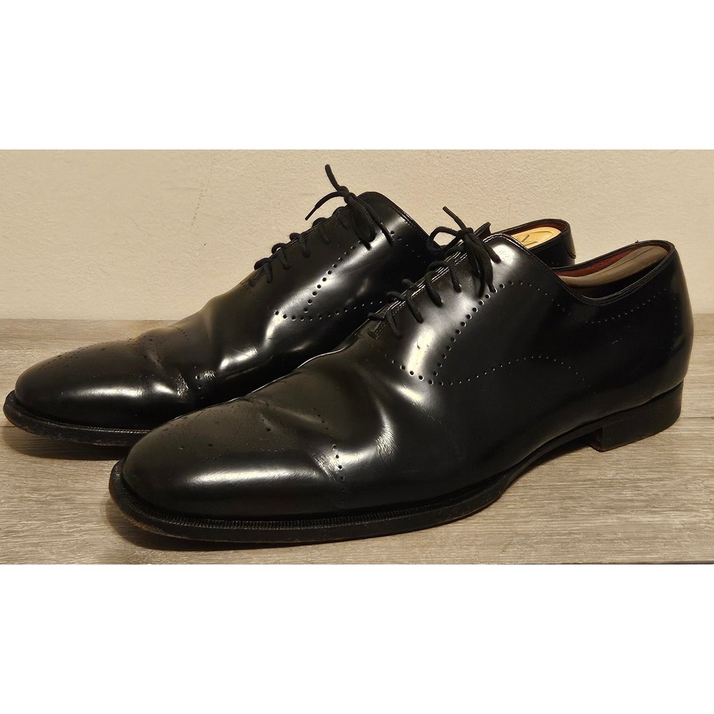 Gucci Mens Black Leather Medallion Toe Oxford Dress Shoes Size 13 D 124879 Italy